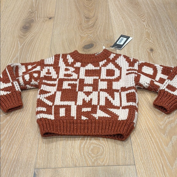 NWT Misha & Puff Kids Alphabet Intarsia Sweater in Henna Sz 4/5y - Picture 2 of 6